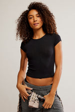 WAIT A MINUTE BABY TEE - ANTHRACITE