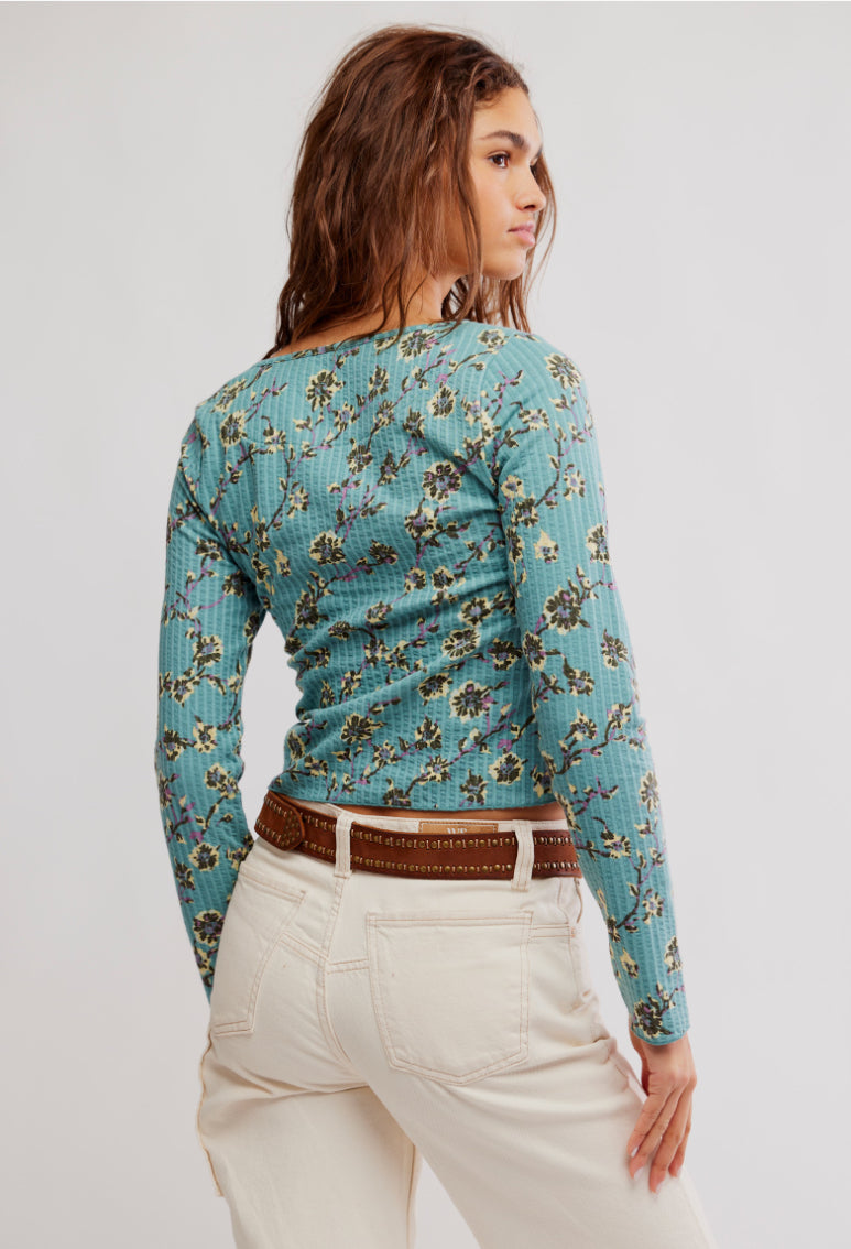 TILLY LONG SLEEVE CARDIGAN - MINERAL BLUE COMBO