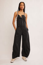 SYLVIA BARREL ONE PIECE OVERALL-BLACK