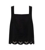 ALMOST THERE LINEN TOP-BLACK