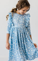 BLUEBELL 3/4 SLEEVE RUFFLE TWIRL DRESS