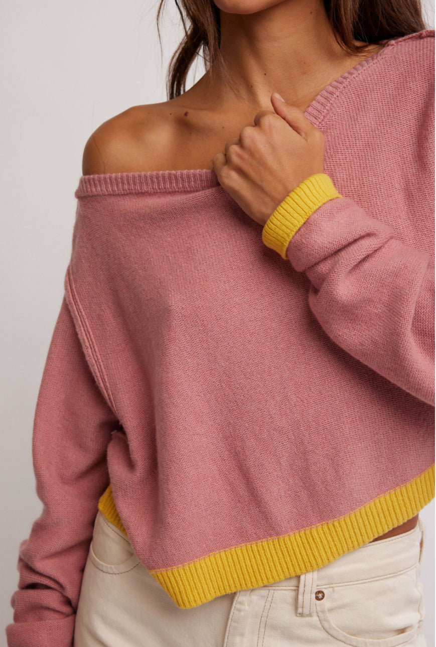 IN THE BLUE PULLOVER - ROSE BLUSH COMBO