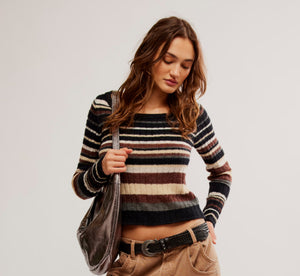 LUMEN STRIPE PULLOVER-BLACK COMBO