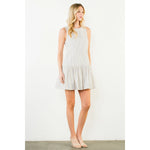 SHORT STRIPED DRESS-CREAM