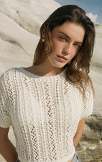 BALLAST CROCHET SWEATER TOP-WHITE
