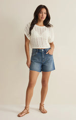 BALLAST CROCHET SWEATER TOP-WHITE