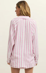 PERFECT LINEN STRIPED TOP-SPANISH ROSE