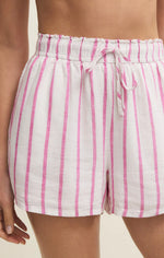 PERFECT LINEN STRIPED SHORT-SPANISH ROSE