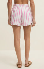 PERFECT LINEN STRIPED SHORT-SPANISH ROSE
