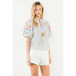 EMBROIDERED STRIPE TOP