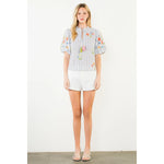 EMBROIDERED STRIPE TOP