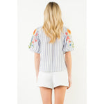 EMBROIDERED STRIPE TOP
