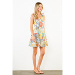 FLORAL DRESS WITH TIES-MUSTARD MULTI
