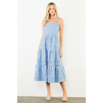 STRIPED MIDI DRESS-LIGHT BLUE
