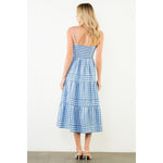 STRIPED MIDI DRESS-LIGHT BLUE