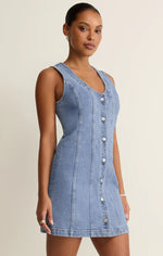 JOLIE DENIM MINI DRESS-AVALON