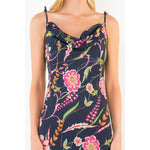 Tie Strap Floral Pattern Dress - Navy