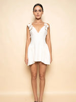 Mini Dress With Flower Detail- Cream