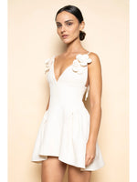 Mini Dress With Flower Detail- Cream