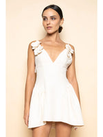 Mini Dress With Flower Detail- Cream