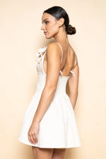 Mini Dress With Flower Detail- Cream