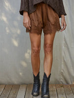 LACE SHORTS -CHOCOLATE