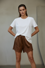 LACE SHORTS -CHOCOLATE