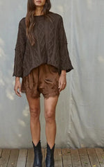 LACE SHORTS -CHOCOLATE