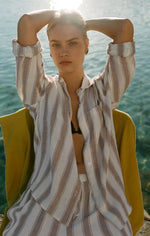 The Perfect Striped Button Up - Light Toffee