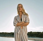 The Perfect Striped Button Up - Light Toffee