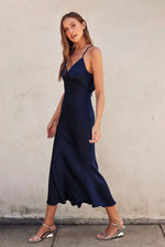 Open Back Maxi Dress-Dark Navy