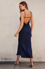 Open Back Maxi Dress-Dark Navy