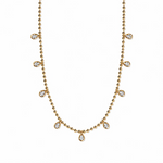 Beaded Cz Teardrop Necklace - Gold