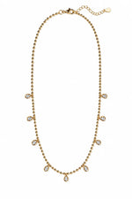 Beaded Cz Teardrop Necklace - Gold