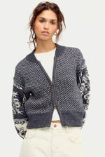 Isle Tide Zip Up - Charcoal Pattern