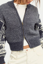 Isle Tide Zip Up - Charcoal Pattern