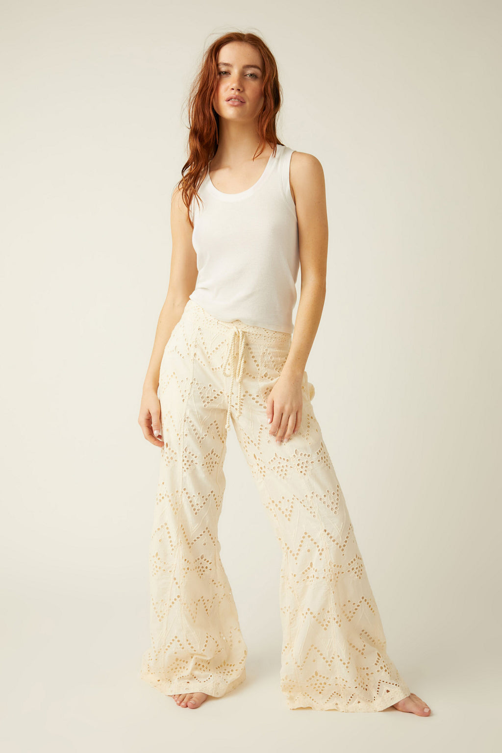 EMMA EMBROIDERED PANT-IVORY
