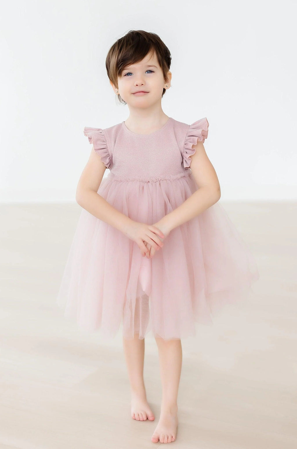 SHIMMER TULLE DRESS-DUSTY PINK