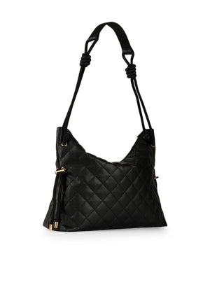 STACEY PEBBLED SHOULDER BAG-BLACK