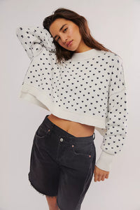 EASY STREET CROP PULLOVER-NAVY/WHITE PRINT