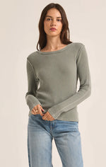 ARLET THERMAL LONG SLEEVE TOP-PALM GREEN