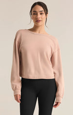 REVERSIBLE TWIST FLEECE SWEATSHIRT-CASHMERE PINK