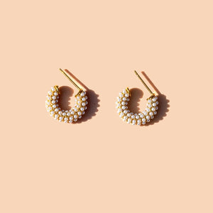 MINI PEARL DOT HOOPS