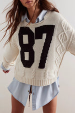 87 PULLOVER KNIT-WHITE COMBO