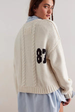 87 PULLOVER KNIT-WHITE COMBO