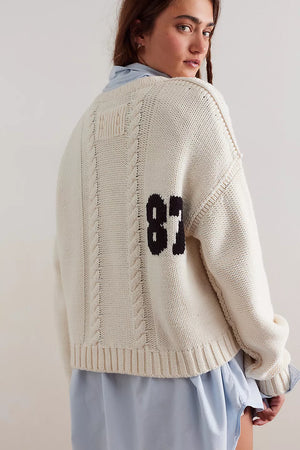 87 PULLOVER KNIT-WHITE COMBO