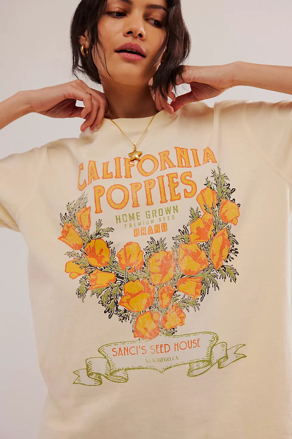 HARVEST VINTAGE WASH TEE-CALIFORNIA POPPIES