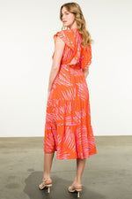 FLUTTER SLEEVE DRESS-ORANGE