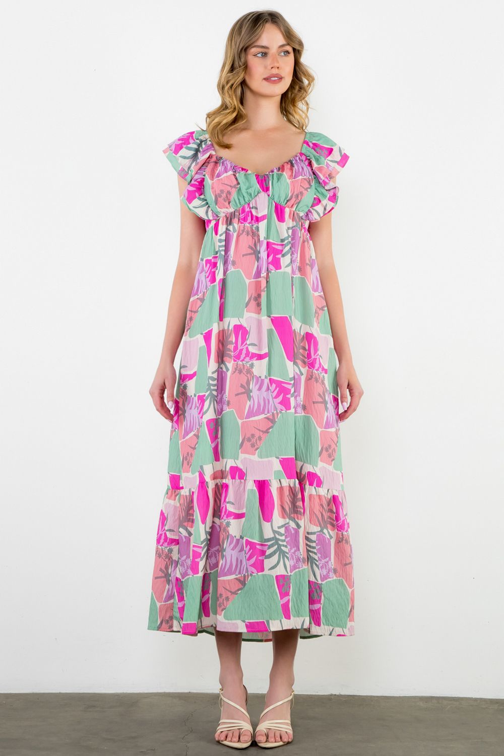 PRINTED MAXI DRESS-PINK MULTI