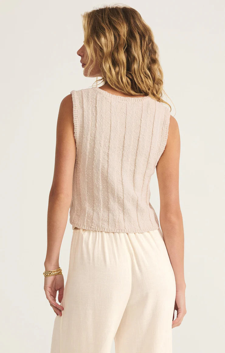 CALAN RIB SWEATER CROPPED TANK-SEA SALT